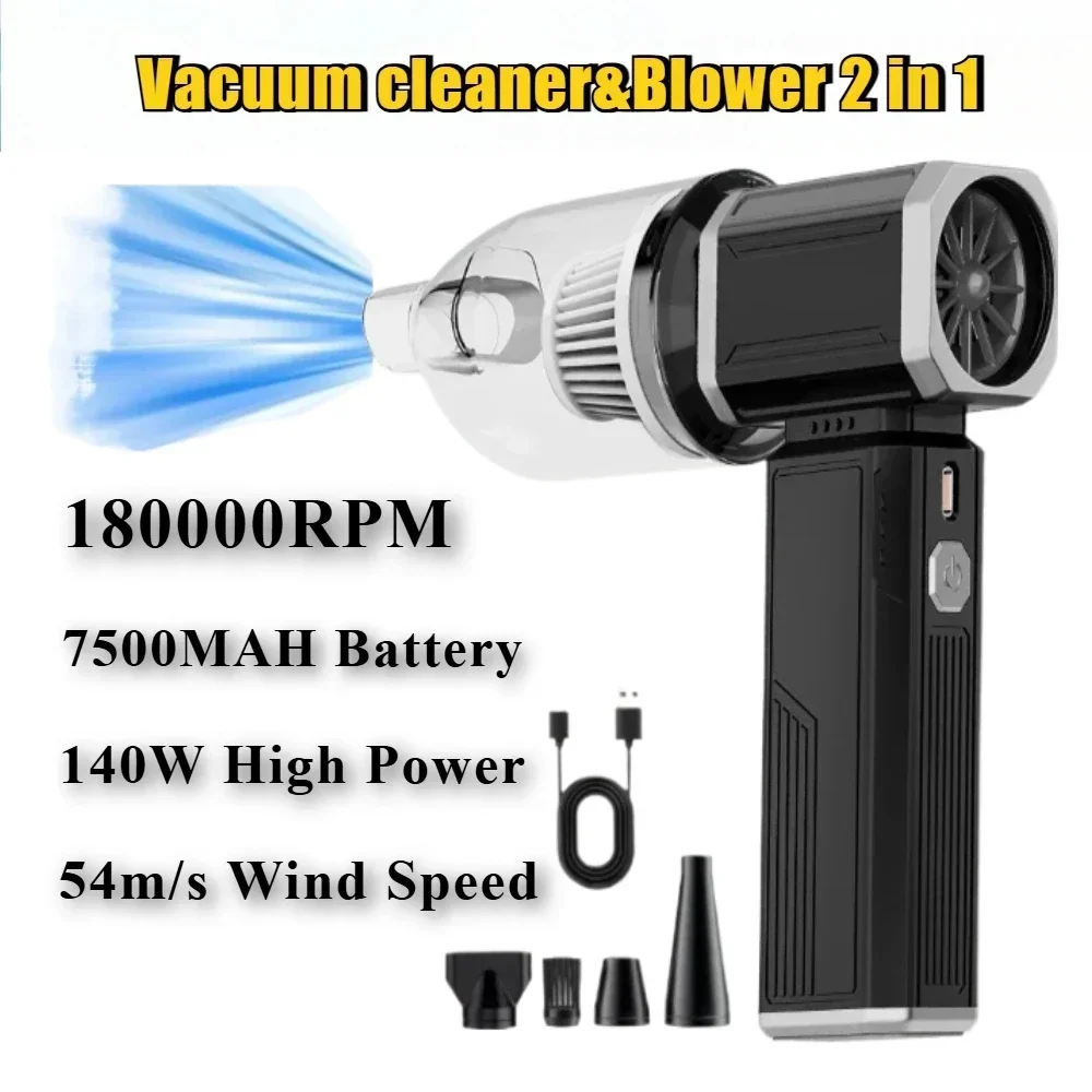 180000RPM Big Winds 54m/s Violent Fan Brushless Turbo Jet Blower 7500MAH Powerful Air Blower Vacuum Dust Cleaner Type-C Charging