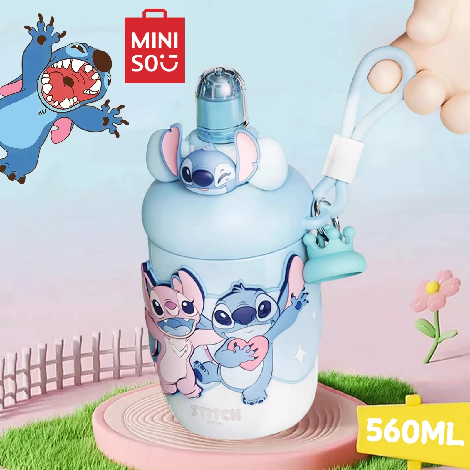 

Чашка для питья Miniso с героями мультфильмов, изолированная чашка из нержавеющей стали 316, простая портативная чашка с защитой от падения, кофейная чашка, подарок