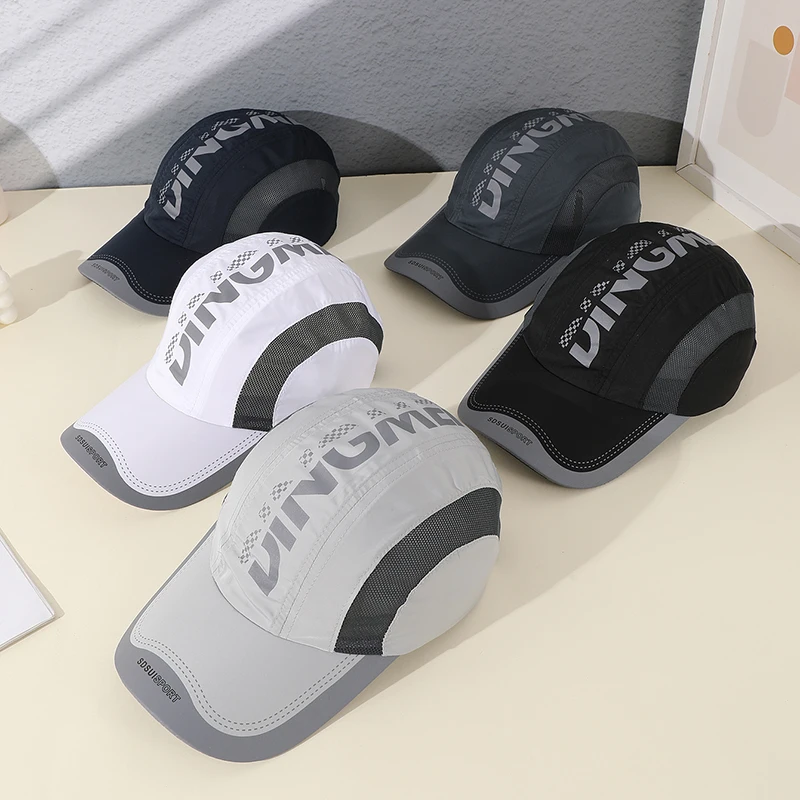 

Fashion color matching semi-mesh printed letter baseball cap trend quick drying adjustable cap for everyday wear