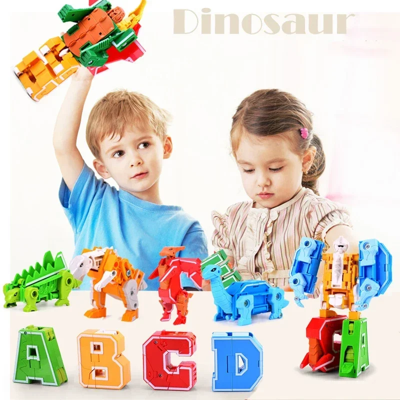 26 letter A-Z Alphabet Animal Dinosaur Warrior Deformation Action Figures Transformation Robot Toys For Children Gift Brinquedos