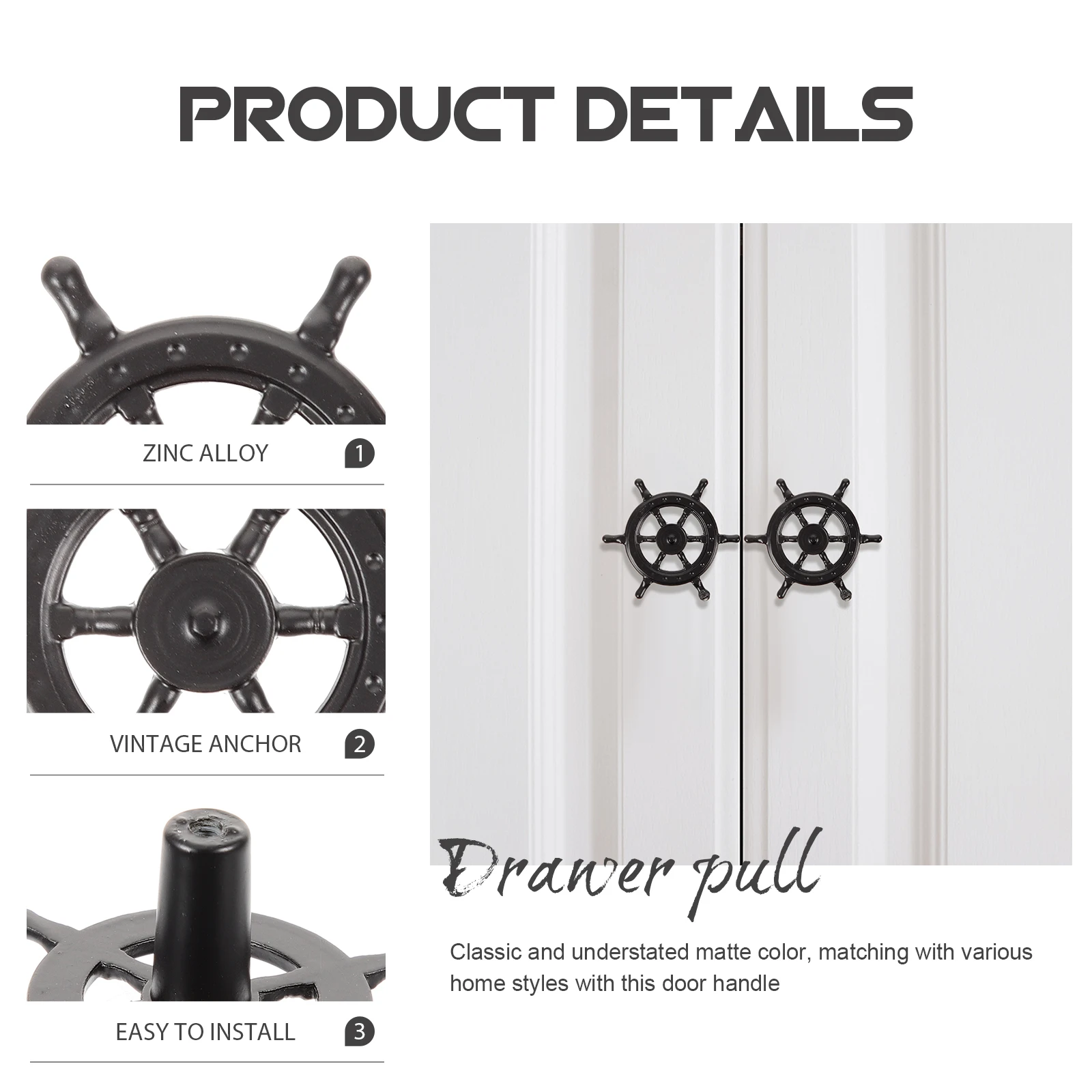 

4pcs Vintage Anchor Drawer Knobs Furniture H Accessory Alloy Dresser Pulls Door Wardrobe Cabinet Hardware Parts