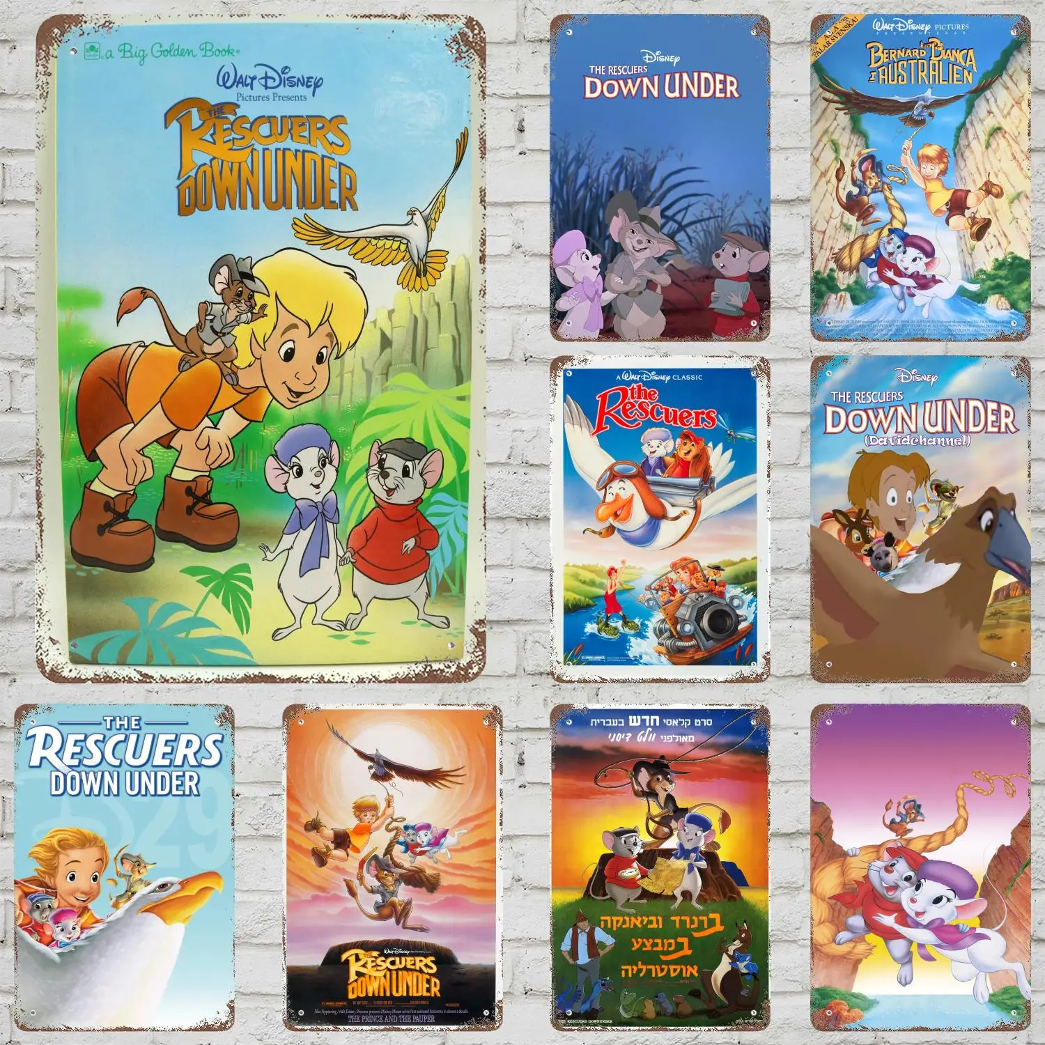 

MINISO The Rescuers Down Under Decor Vintage Metal Signs Tin Signs Captain Poster Decor for Bar Pub Cave Wall Decoration