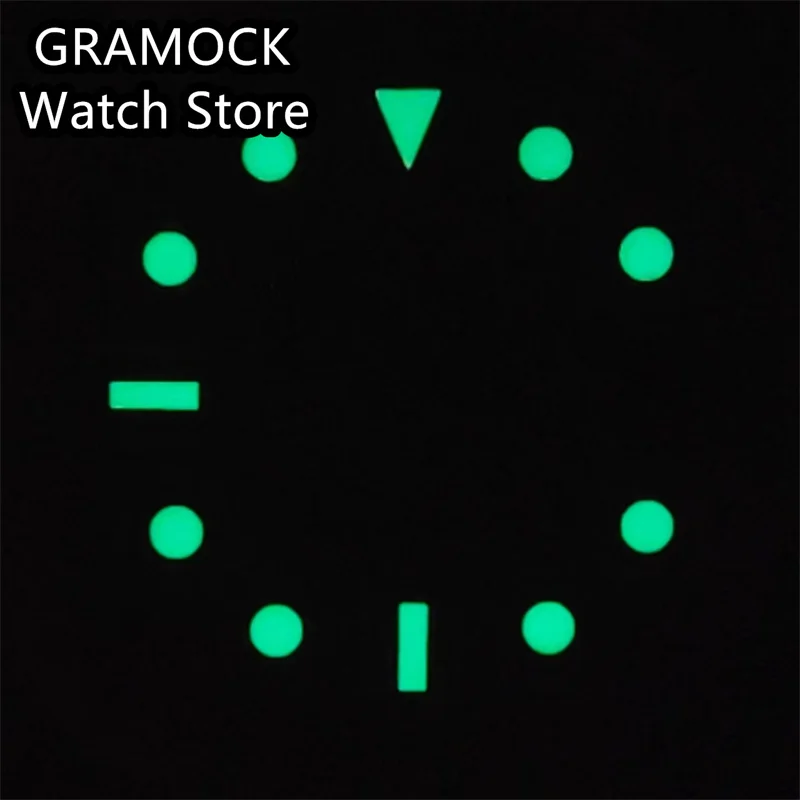 GRAMOCK 29mm black watch dial White Red Orange Green Blue GMT Mark Dial luminous dial fit NH34 MingZhu3804 movement