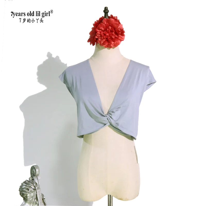 American Retro Jjazz Dance Modern Dance Modale Rayon V-neck  Sleeve Top H202