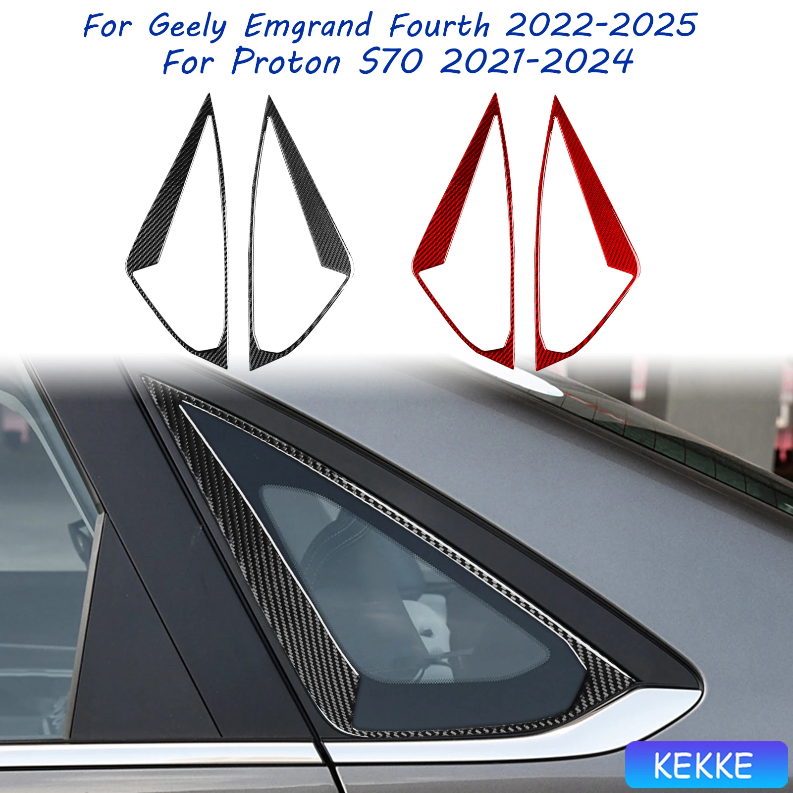 

For Geely Emgrand Fourth 2022-2025/For Proton S70 2021-2024 Rear Triangular Window Carbon Fiber Car Trim Accessory Stickers