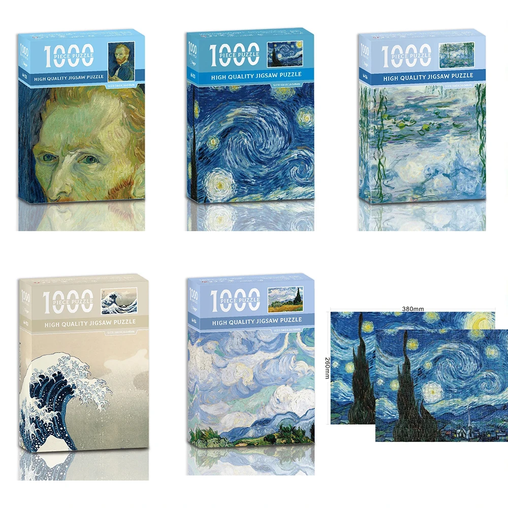 Mini Jigsaw Puzzle 1000 Pieces for Adults Van Gogh The Starry Night Environmentally Friendly Paper Christmas Gift Toy