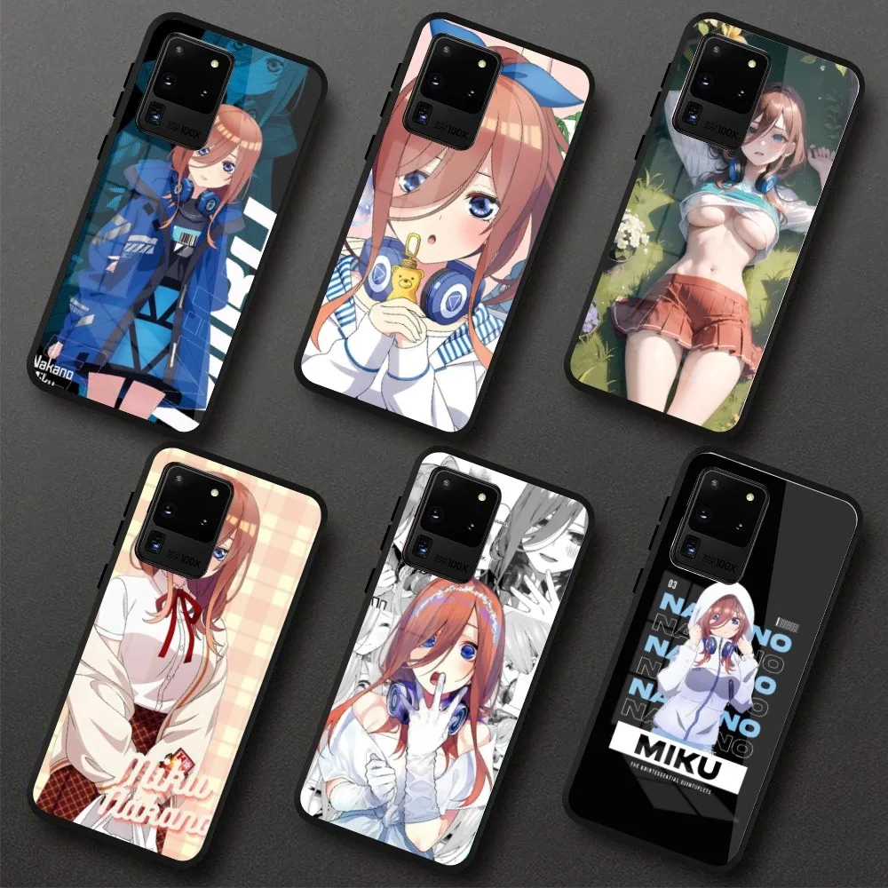 Nakano Miku Mobile Cell Phone Case for Samung S23 S22 S21 Pro Ultra A13 A33 A53 NOTE 20 PC Glass Phone Cover Funda