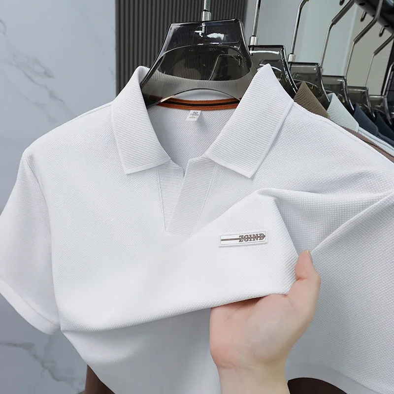 

Luxury Letter Embossed Short Sleeve Polo Shirt Summer Men's Fashion High-quality Skin Friendly Breathable Casual Polo T-shirt