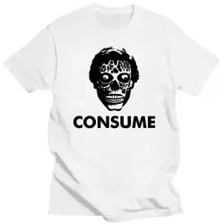 New arrived black short sleeve brand men fashion cotton top Consume They Live White T-shirt  MAN T-SHIRT