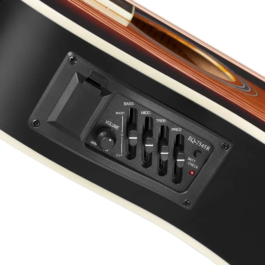 حزمة جيتار كهربائي صوتي رفيع الحجم بالكامل مع 10 وات أمبير للأداء المباشر والتسجيل المنزلي Sunburst F