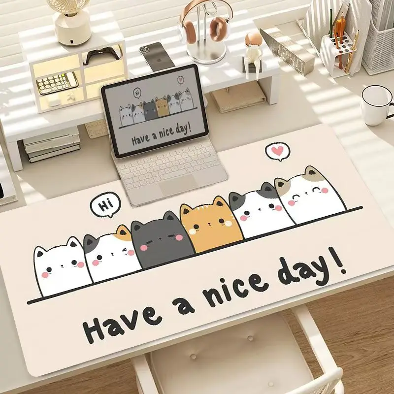 

Cartoon illustration mouse pad oversized cute girl dormitory computer table pad large keyboard pad
