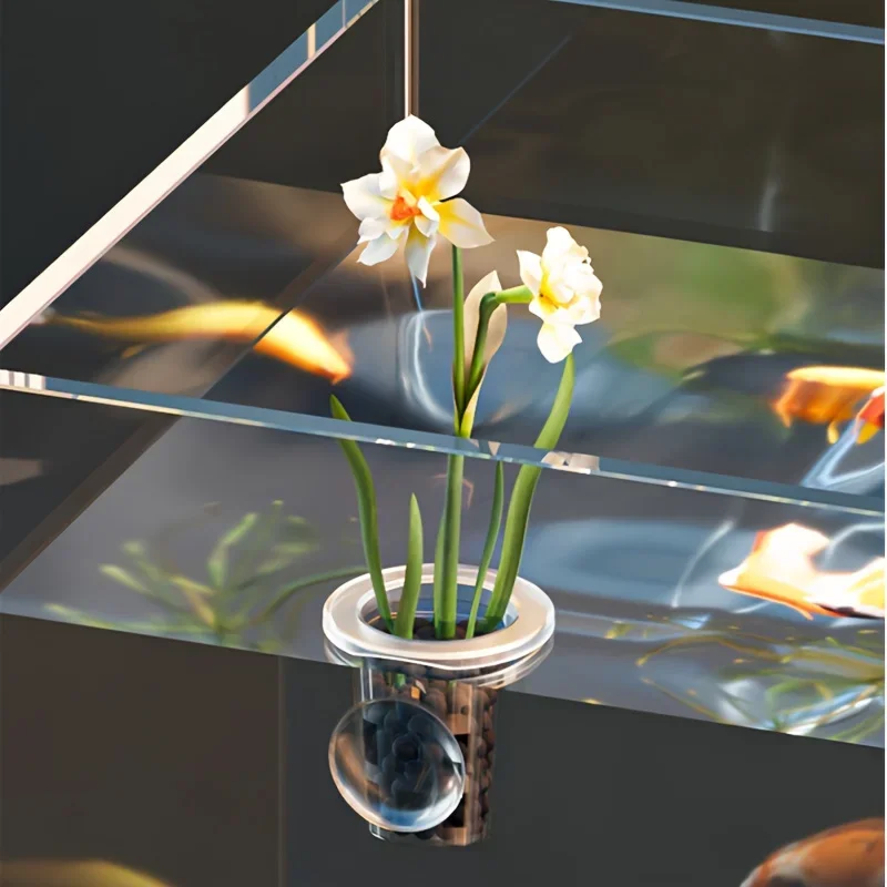 40Pcs Clear Plastic Aquarium Planting Cups with Suction Base -  Water Grass Grow Containers for Freshwater Fish Tank Decoration