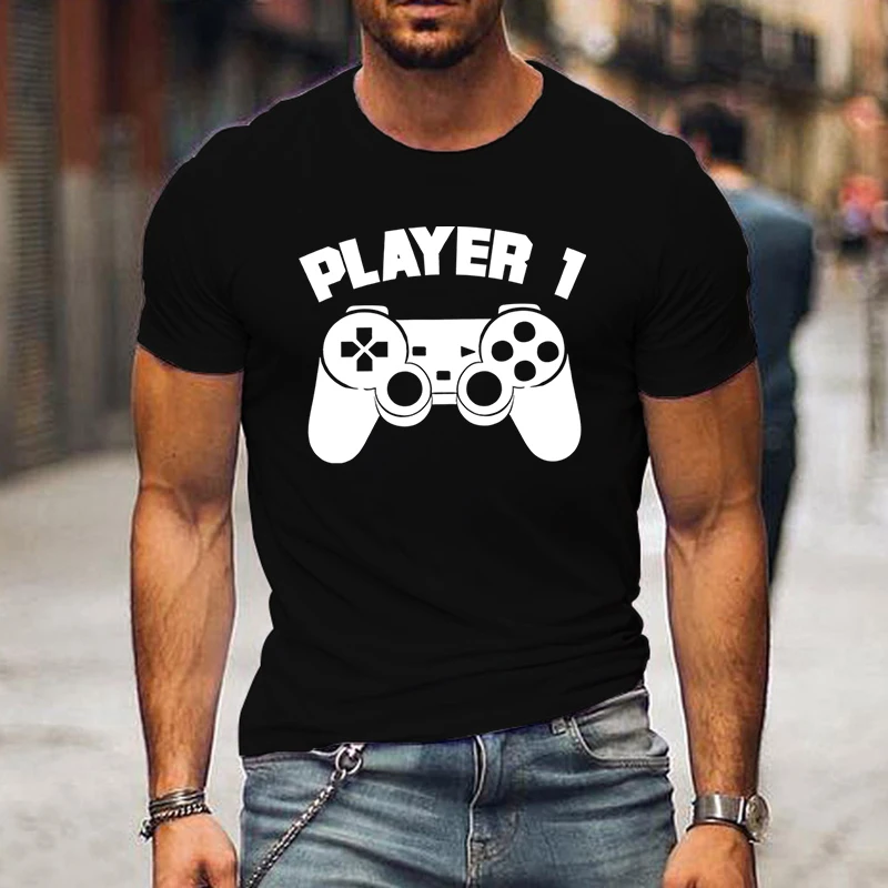 Player 1 Plarer 2 Couples T Shirt Letters Print Game Tshirt Fashion Short Sleeve Honeymoon Wife Husband Lovers Matching Shirt