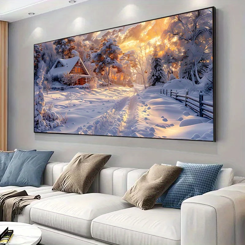 

Christmas Pattern Canvas Artwork Winter Dusk, for Decorating Living Rooms and Bedrooms. This Is A Canvas Poster Without A Frame.