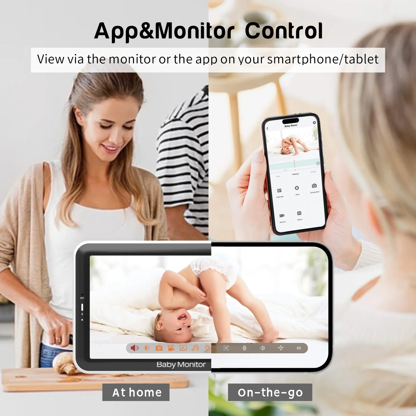 Wifi Baby Monitor Babyphone Video Baby Camera Bebe Nanny RGB Night Light 5 Inch LCD Mobile Phone Control Lullabies for New Born