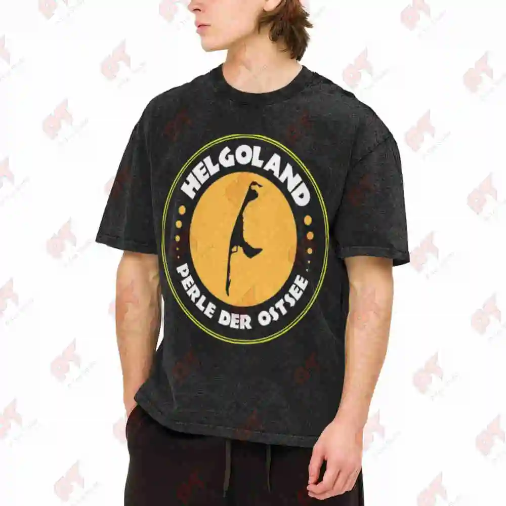 Helgoland Pearl Of The Baltic Sea Vintage Washed Tee Pure Cotton T-Shirt