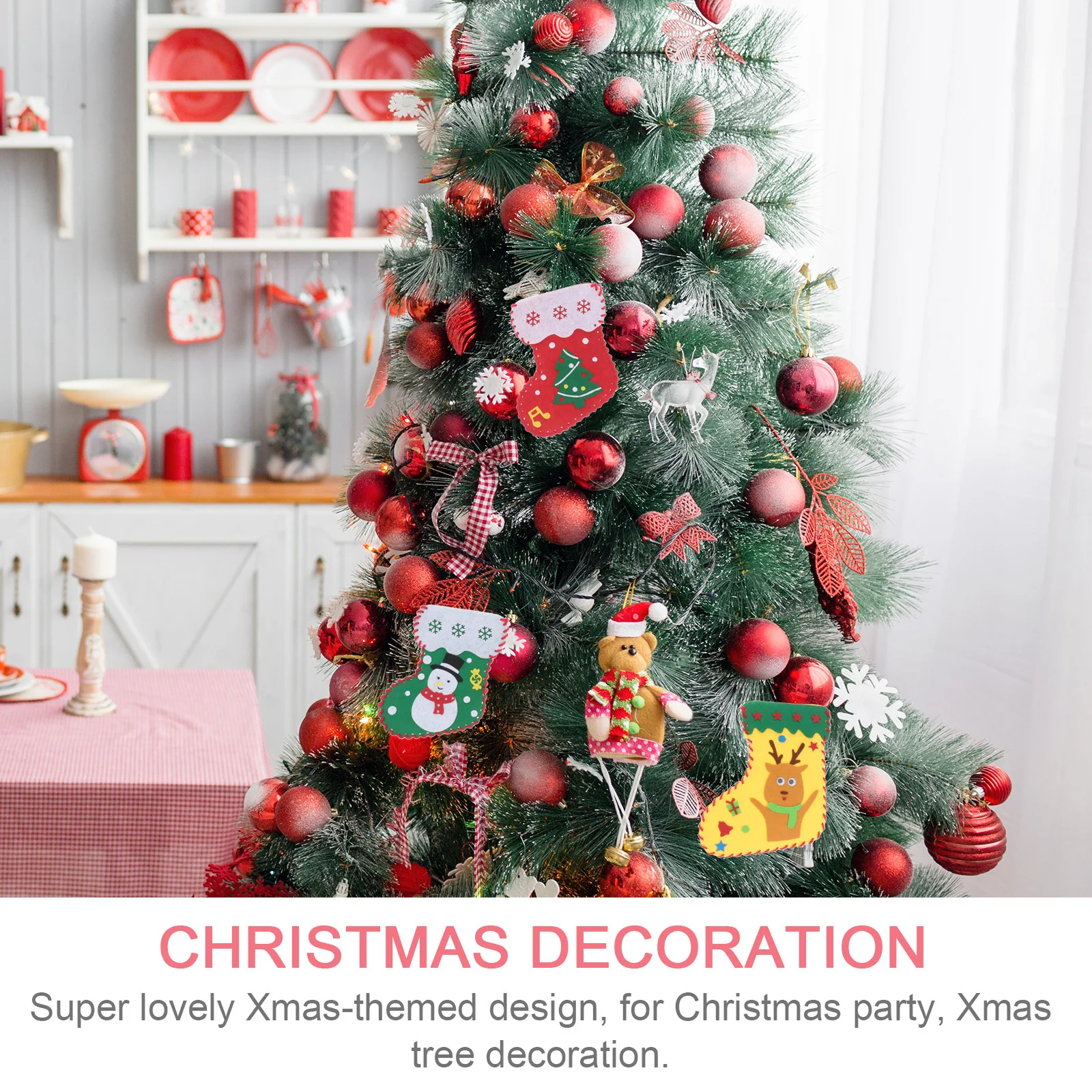 

4pcs Christmas Socks Material Kit Hand-Made Diy Decor For Kids Holiday Craft Activity Xmas Ornament Bag Children Cloth