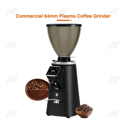 ITOP CG-15 Commercial 64mm Plasma Coffee Grinder Quantitative Time Single& Double Cup Grinding 750g Bean Hopper