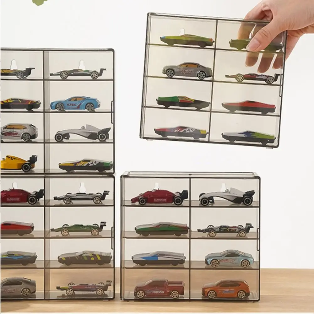 Wall Mounted Stackable 1:64 Toy Model Cars Display Box Acrylic Dustproof Cabinet Wall Mounted 8 Grids Storage Box Hotwheels Cars