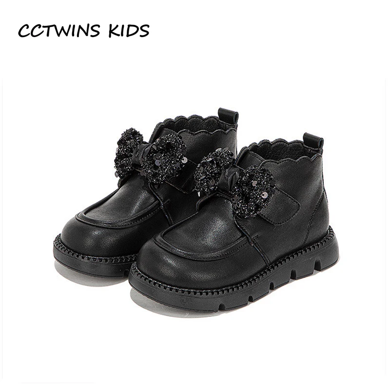 Girls Boots 2023 Winter Toddler Kids Princess Fashion Brand Chelsea High Top Shoes Children Bow Glitter High Top Warm Flatform