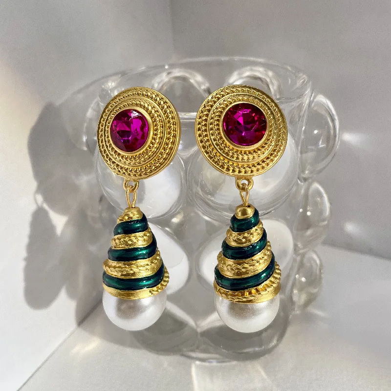 Big Crystal Baroque Pearl Dangle Earrings for Women Korean Earring Jewelry Accessories