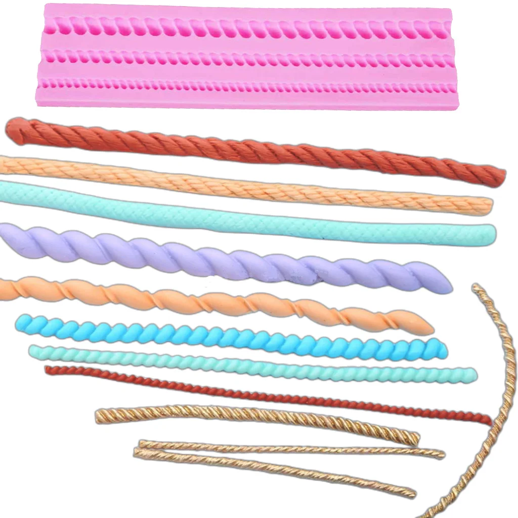 Kinds Ropes Silicone Mold Kitchen DIY Dessert Chocolate Mould Fondant Cake Baking Tool Long Strip Lace Decoration Forms M890