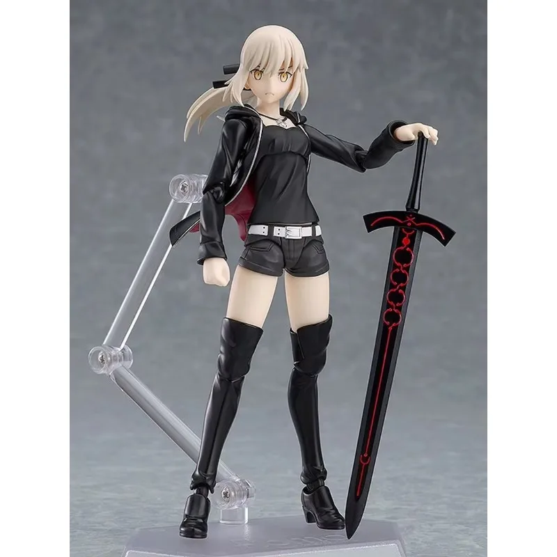 100% Original:Fate FGO Black Saber Altria 418-figma 14cm PVC Action Figure Anime Figure Model Toys Figure Collection Doll Gift