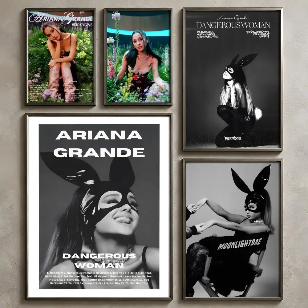 Singer A-Ariana Grande-e Poster Vintage Self Adhesive PP Wall Art Home Bar Bedroom Decor Gift