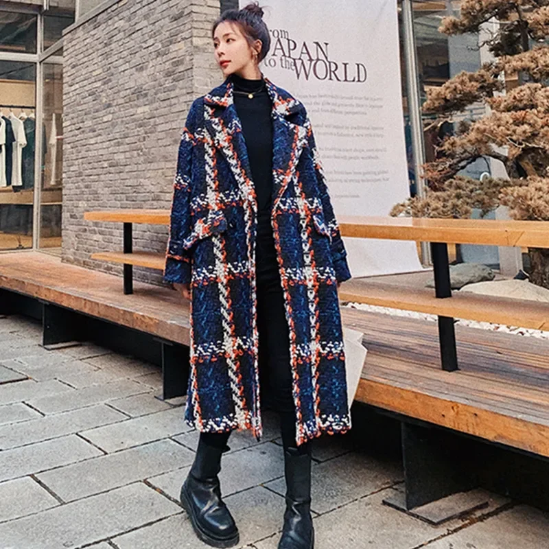 سترة صوف متقلب جديدة لشتاء 2026 للنساء الطبعة الكورية تصميم على الموضة معاطف خشنة مُزينة بالزهور معطف طويل للسيدات #3