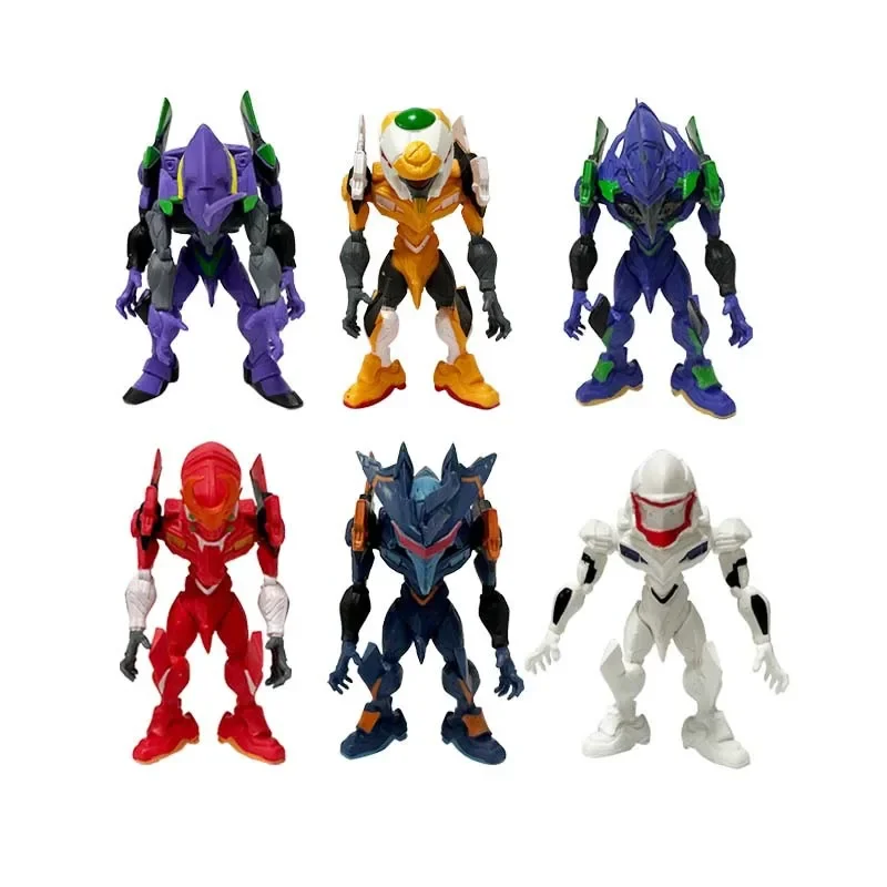 6pcs/set Anime EVA EVANGELION-01 02 Q-version kawaii Action Figures PVC Model Statue Toys doll Desk Decor Gifts boxed 9cm