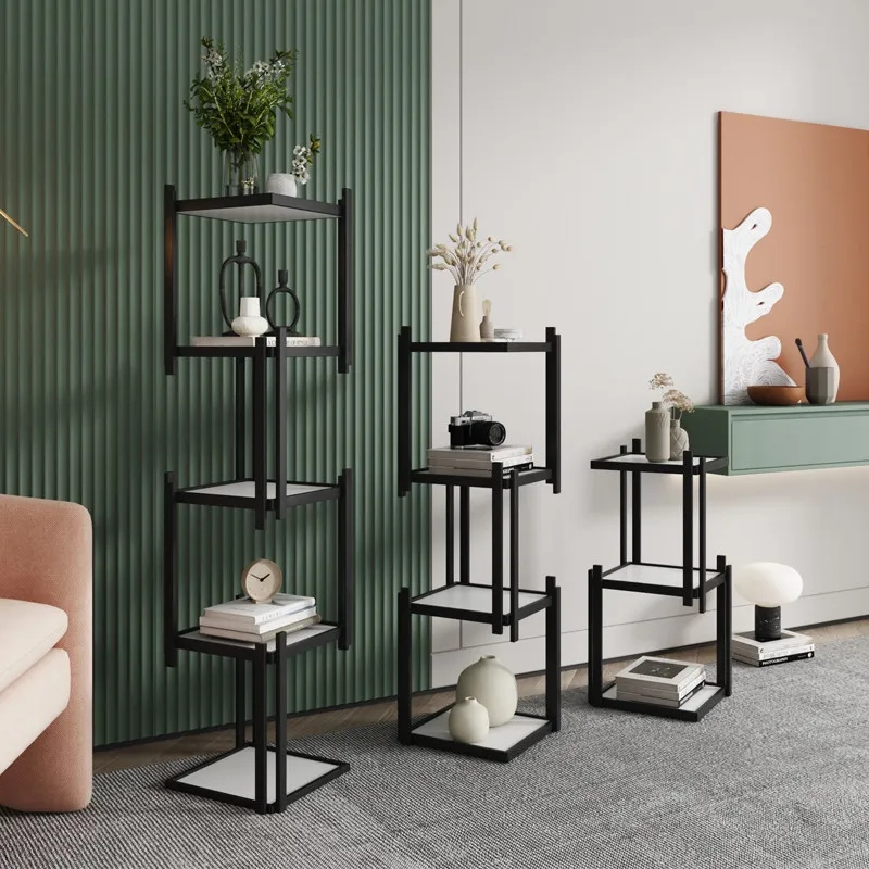 Office wrought iron floor display multi-layer creative small bookshelf living room decoration simple modern baffle shelf