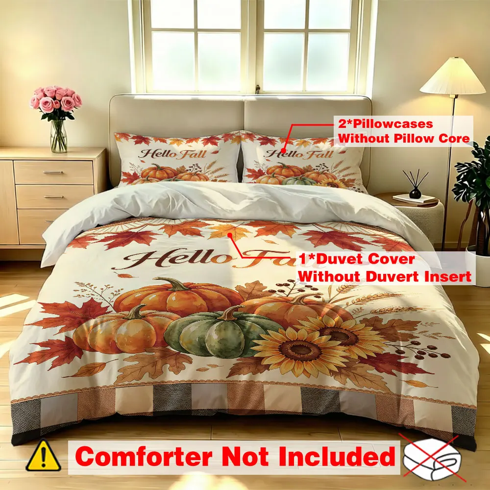 3pcs 90g polyester Hello Fall autumn decorative paintings featuring pumpkins sunflowers ideal soft home decoration