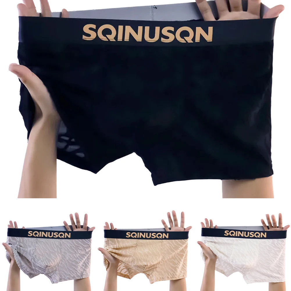 

Men Jacquard Solid Double Layer Inner Boxer Shorts Breathable Panties Underwear Home Wear Boxer Trunks