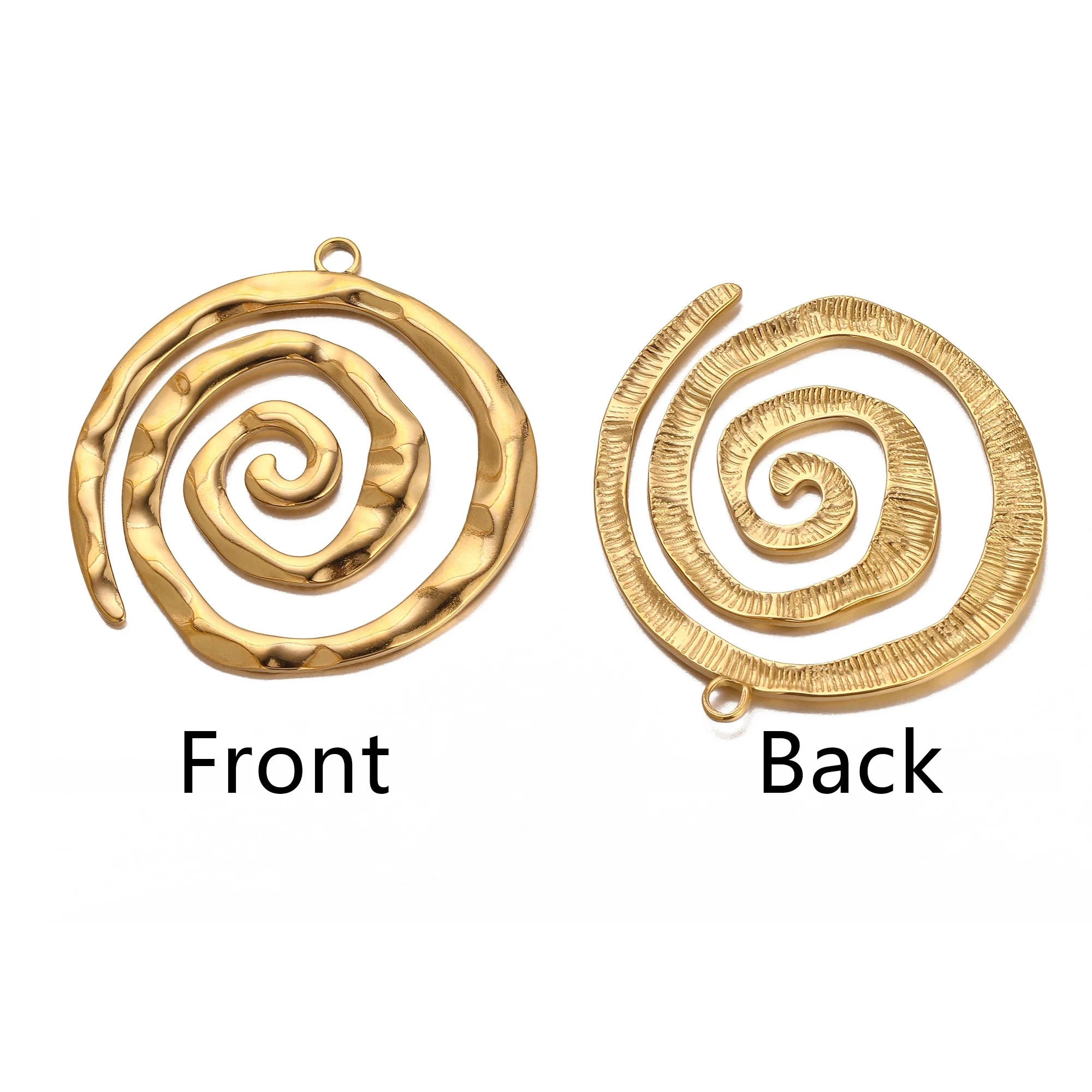 3Pcs Geometry Large Round Circle Spiral Wave Charms Stainless Steel Big Carved Vortex Pendants for Jewelry Making DIY Necklace