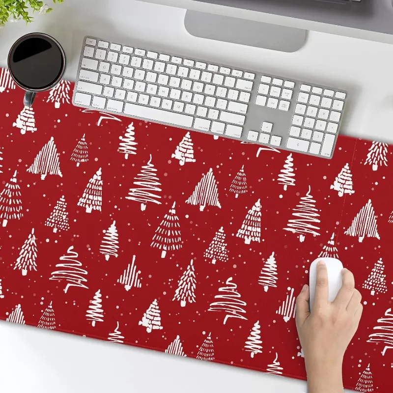 Rote Weihnachten Mauspad Baum Weihnachten Urlaub Winter Schreibtisch matte Gummi basis genähte Kante große Mauspad für Gaming Laptop Desktop