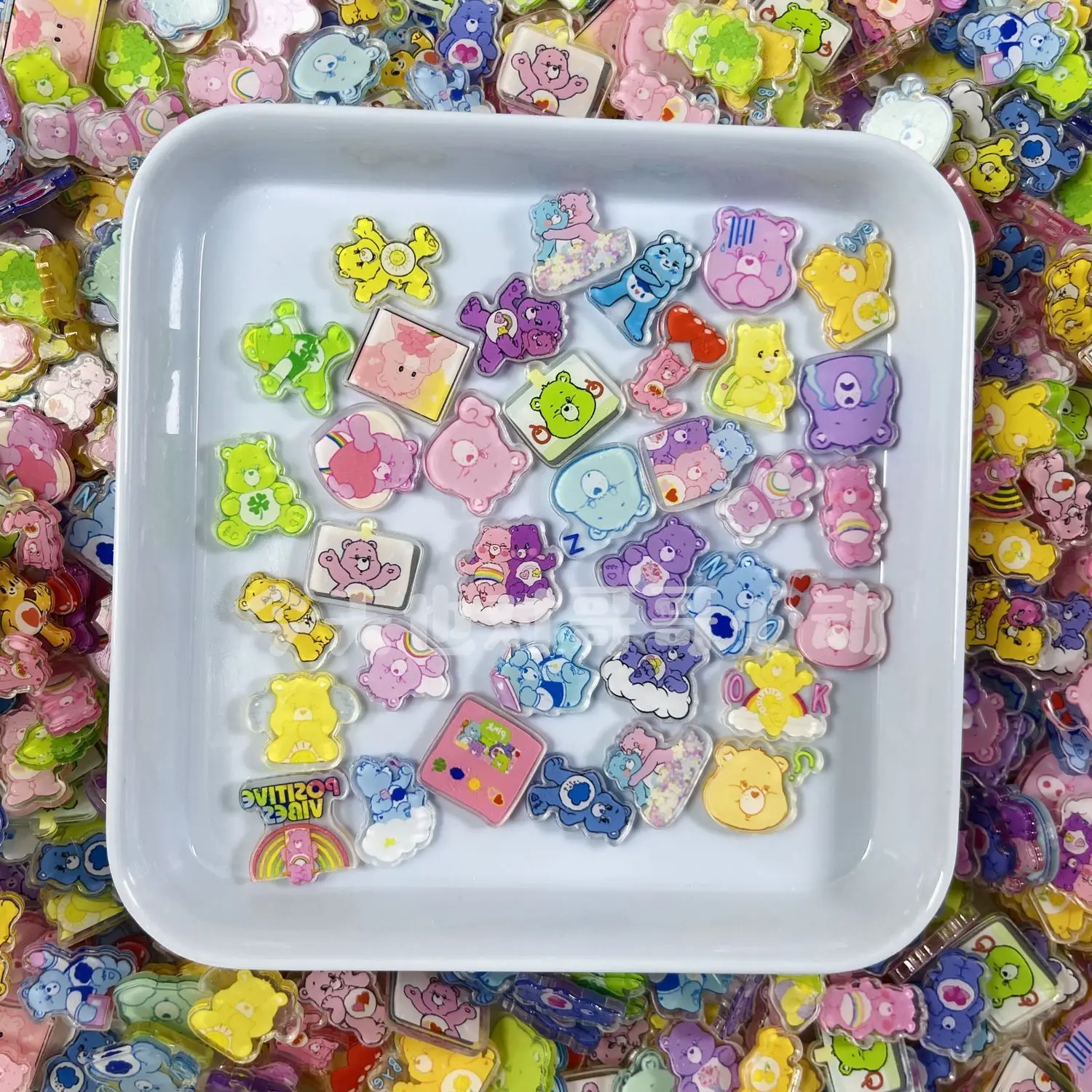 MINISO 4cm Care Bears Special-shaped Acrylic Sheet Diy Handmade Accessories Keychain Pp Clip Random 50pcs