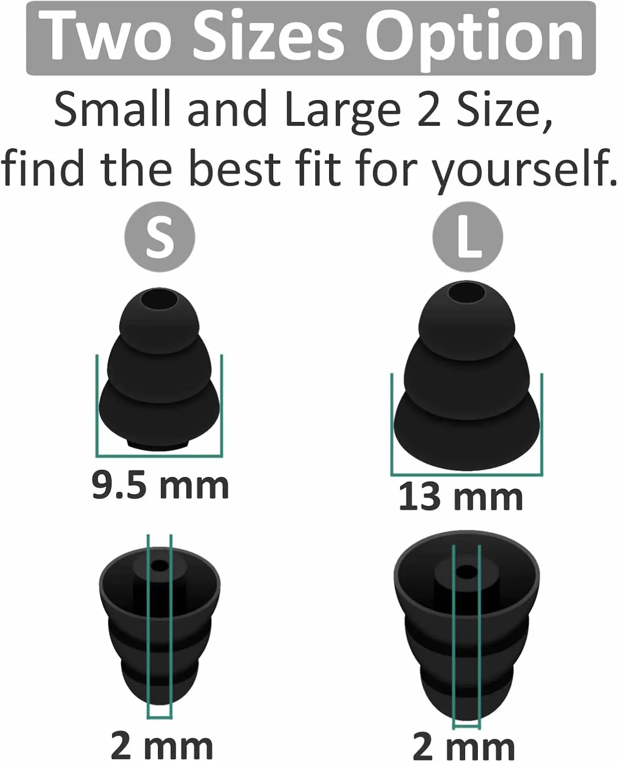 4 Pairs Triple Flange For Shure SE215 Pro Ear Tips, Noise Reduce Silicone with 2mm Connector Hole Earbuds For Etymotic Research