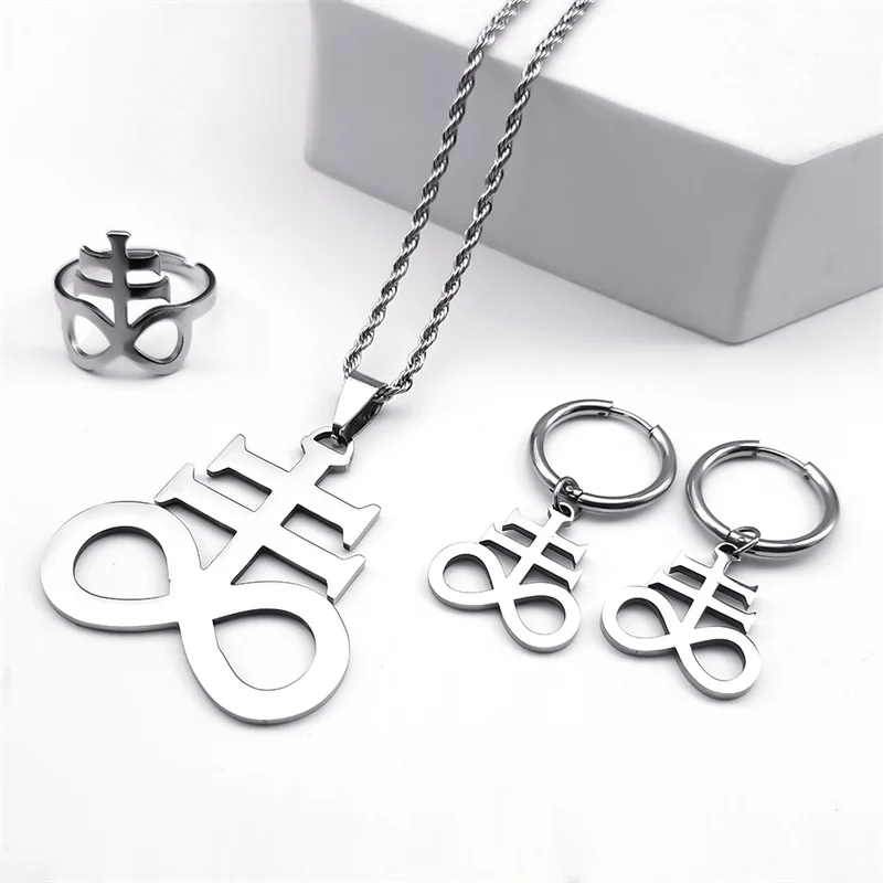 Women's Stainless Steel Satan Cross Jewelry Set