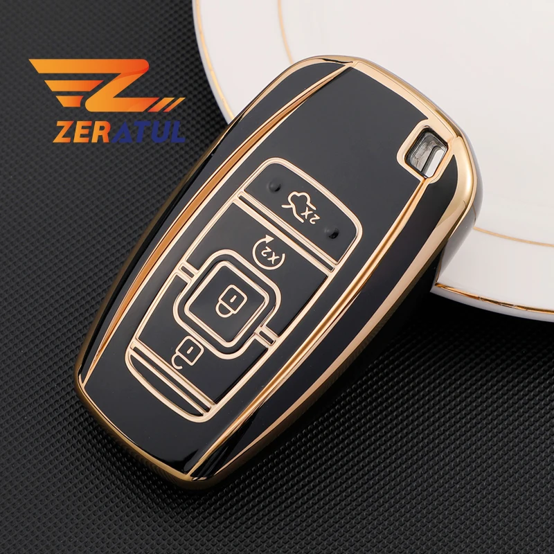 For Lincoln Continental MKC MKZ Navigator 2017 2018 2019 4Buttons TPU Car Key Cases Smart Protector Cover Shell Fob Holder