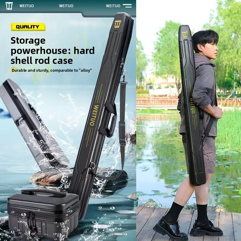 

Heavy Duty Large Capacity Fishing Rod Case Multifunction Crossbody Waterproof Wear resistant Tackle Bag for Angling Gear