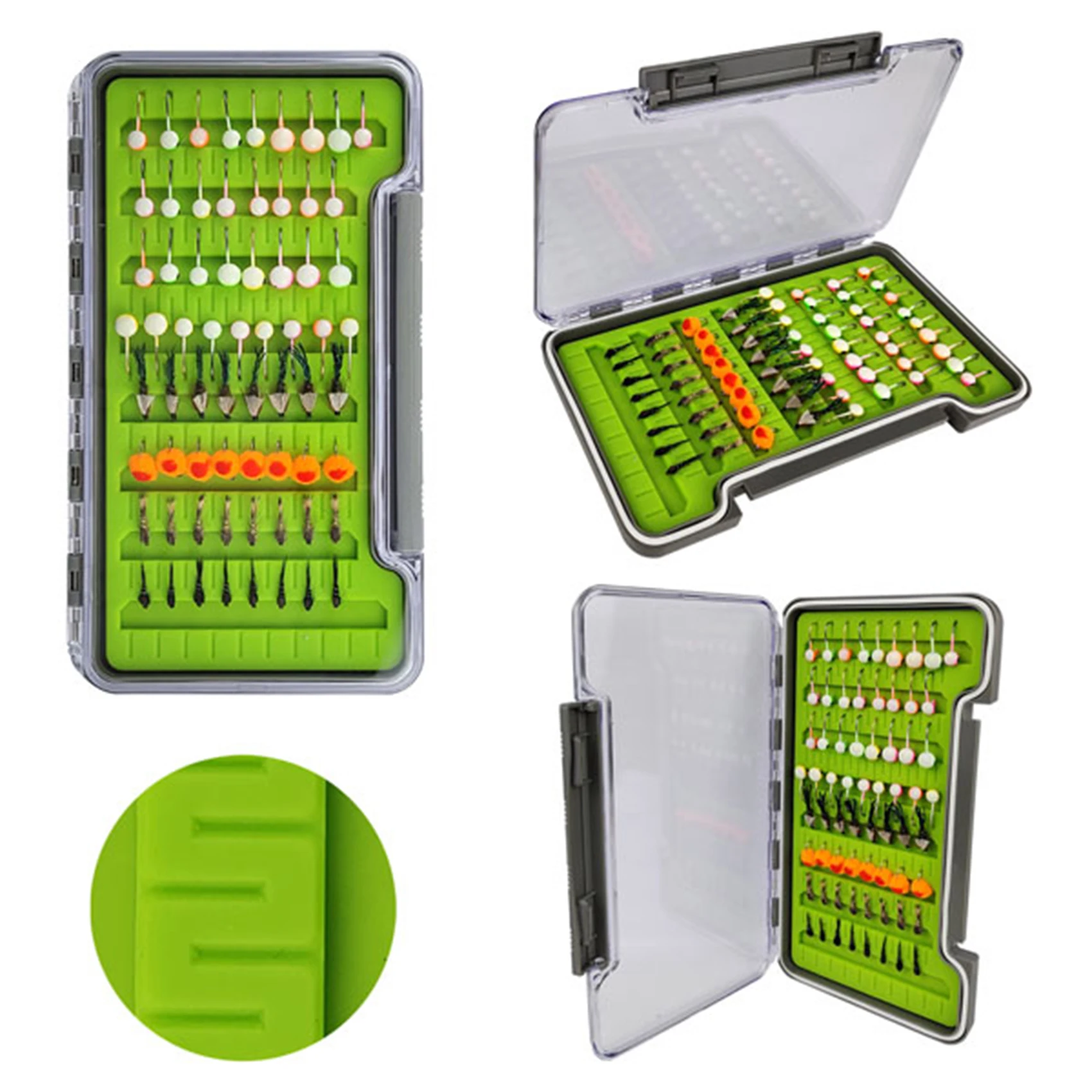 Aventik 100% Waterproof Fly Box Silicone Pad Foam Transparent Fishing Box Fishing Storage