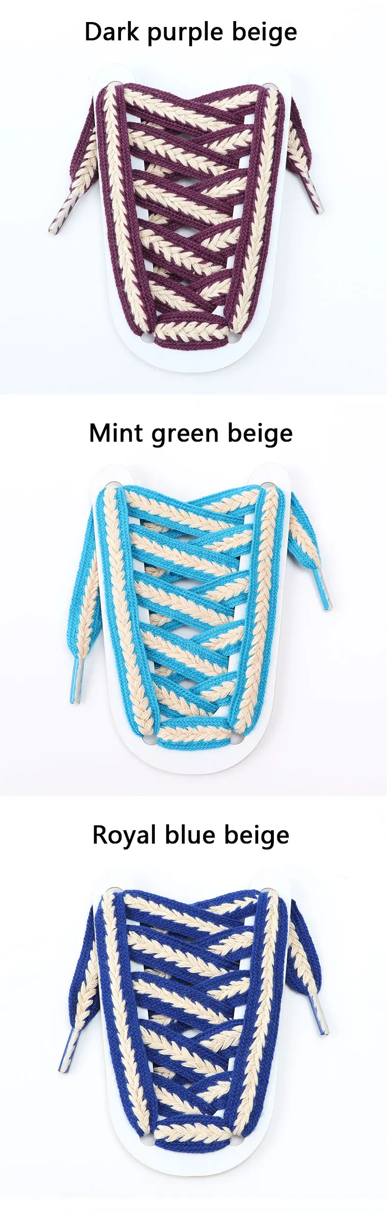 Flache Schnürsenkel für Sneaker, 1,5 cm breit, luxuriöse Regenbogen-Schnürsenkel für Damen und Herren, strukturiertes Gewebe, klassische Farben. – Detail 8