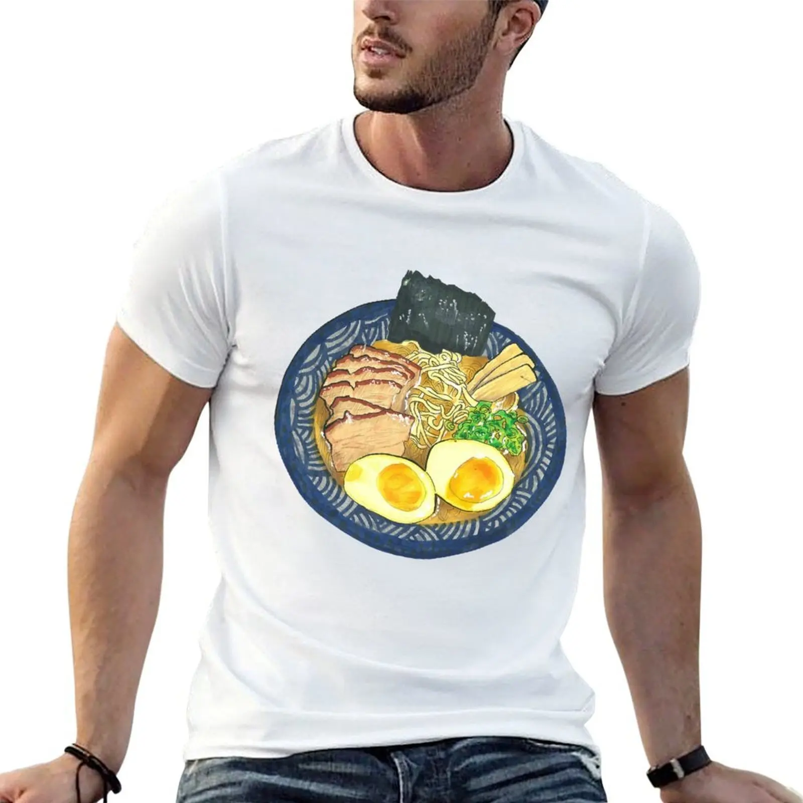 Camiseta Tonkotsu Ramen, camisetas de anime, camiseta de gran tamaño para hombre, Camiseta 100% de algodón