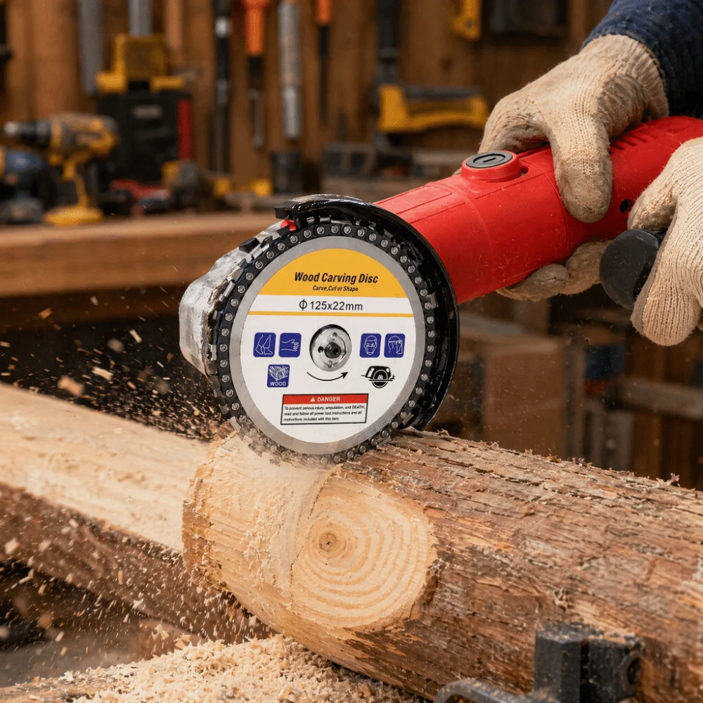 5 Inch Diameter Chain Saw Disc 14 Teeth 7/8 Inch Arbor Angle Grinder Accessories Grinding Whee Yellow Color Stump Grinder Disc