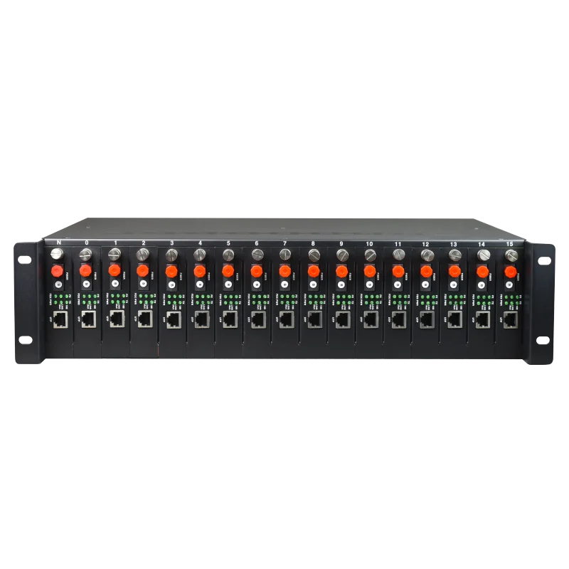 2U Intergrated Access Rack Mount Media Converter 2U Size 17 Slots Fiber Media Converter With SNMP