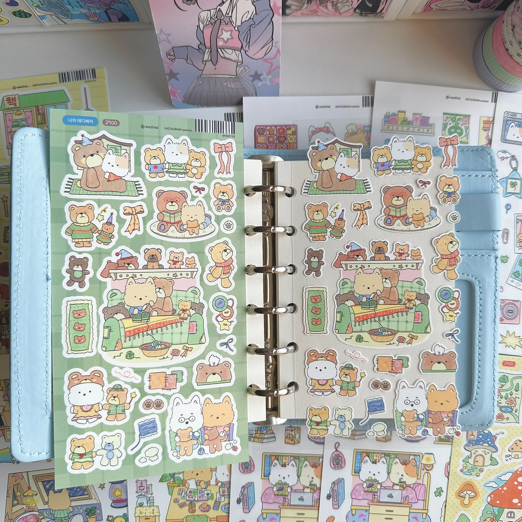 1/10PCS Korean Cute Cartoon Dog Sticker Kawaii West Highland Puppy Sticker Hand Account Planner Diary Notebook Scrapbook Sticker