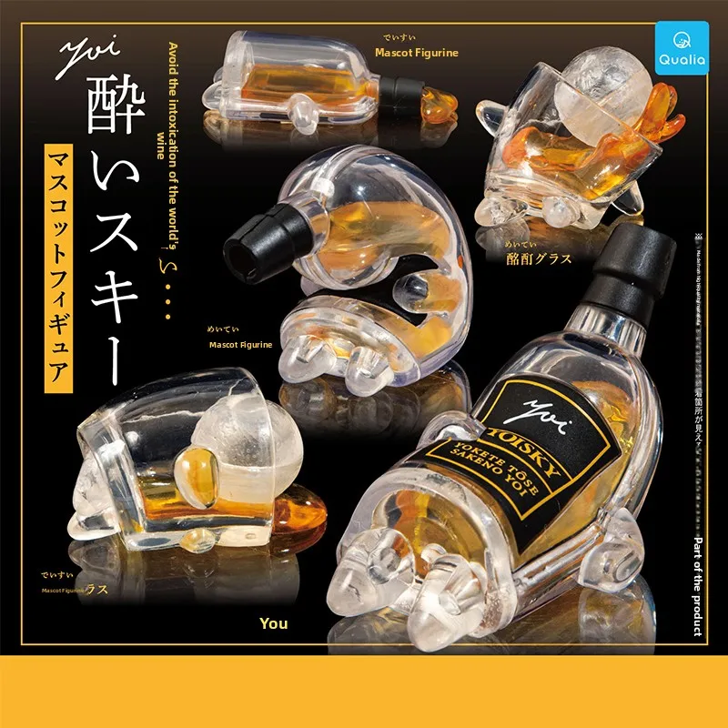 Figura de juguete Qualia Drunken Whiskey con botella y taza, juego de beber con temática de anime japonés, material de PVC, a...