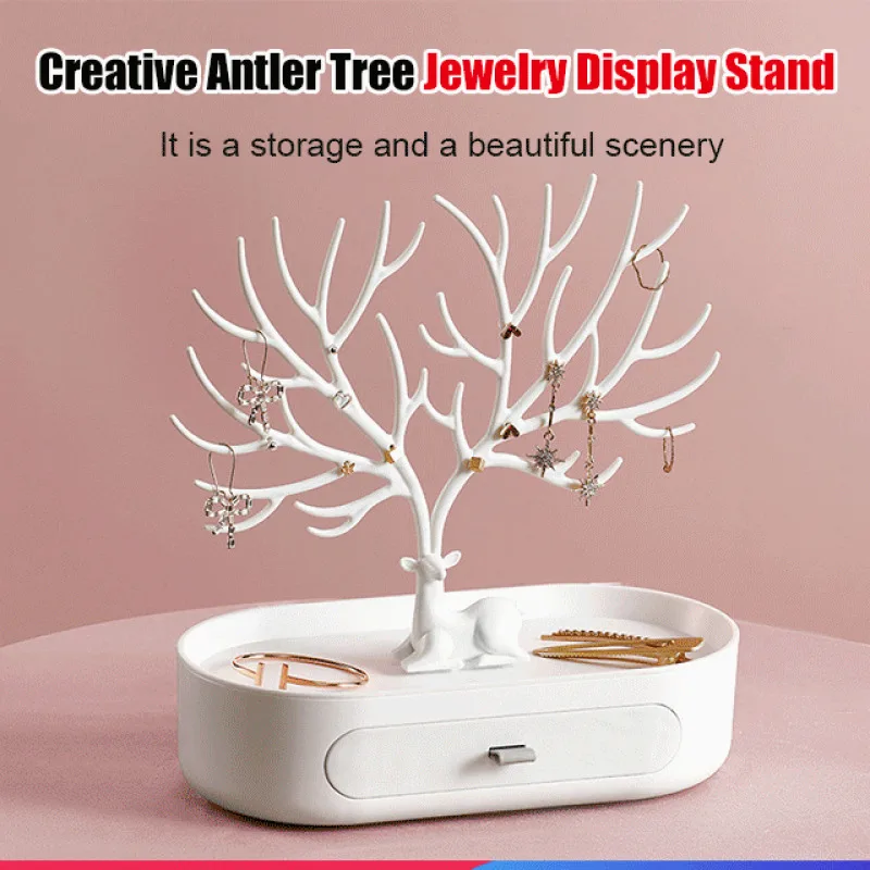 

Deer Earring Jewelry Display Stand Tree Key Holder Organizer Dresser Antler Necklace Display Stand