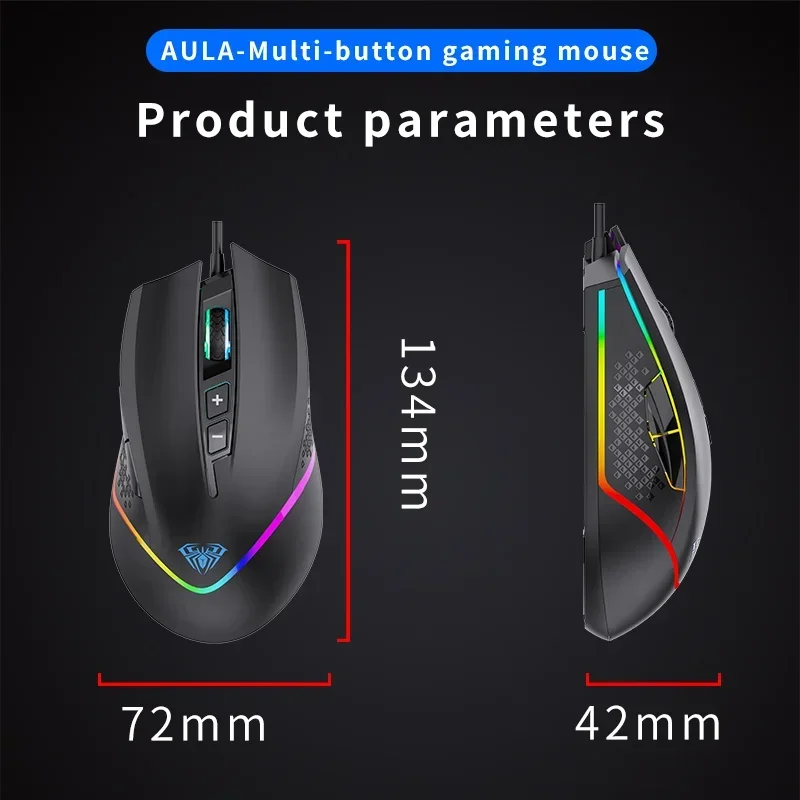 Imagem -05 - Rgb Wired Programável Gaming Mouse Computador Ergonômico para pc Gamer Desktop Laptop Pode Ajustar 6400 Dpi Aula-f805