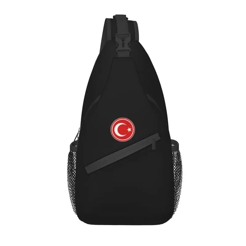 Turkey Flag Round Sling Chest Bag Customized Turkish Pride Crossbody Shoulder Backpack for Men Travel Hiking Daypack